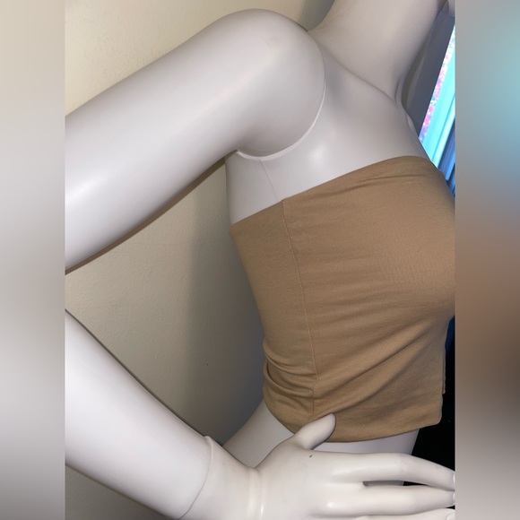 FashionNova Essential Bandeau Khaki Small Cotton Spandex - Picture 4 of 6